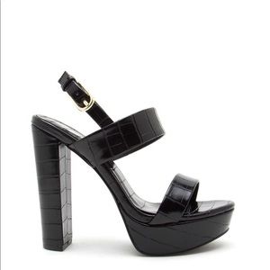 Crocodile black sandal platform heels 8 1/2